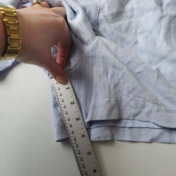 Abercrombie & Fitch Shorts Womens Medium Blue Linen Chino Elastic Waist Lined - Picture 7 of 8